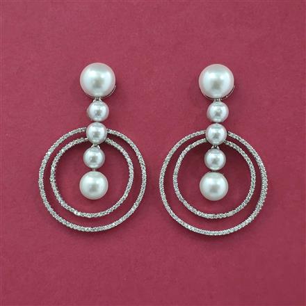 Cz Classic Earring With 2 Tone Rhodium Plating