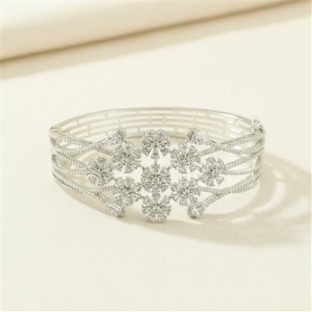 Cz Openable Kada With Mehndi 2 Tone Rhodium Plating