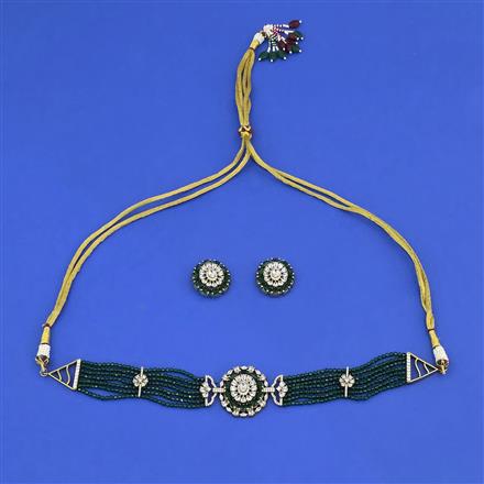 Cz Mala Necklace Set With Mehndi Plating