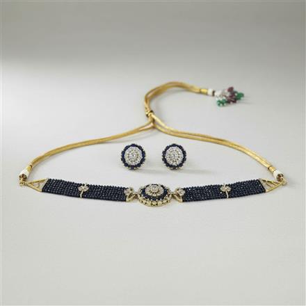 Cz Mala Necklace Set With Mehndi Plating