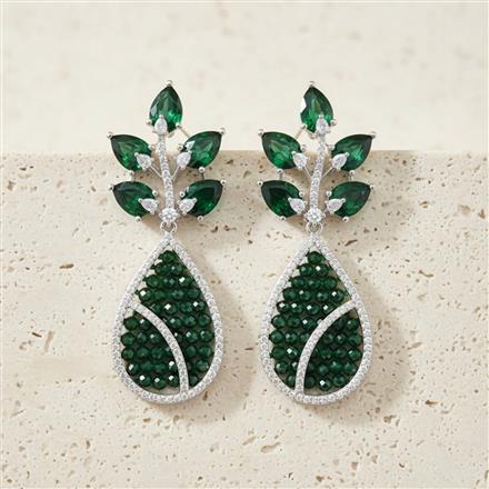 Cz Classic Earring With Rhodium Plating