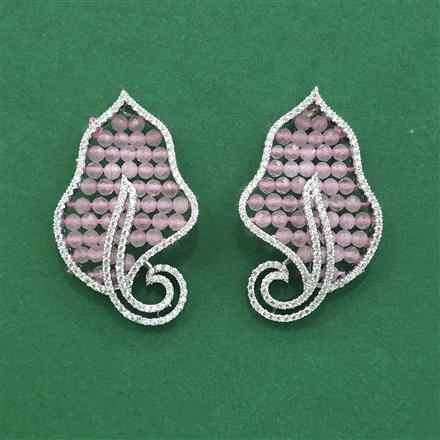 Cz Classic Earring With Rhodium Plating