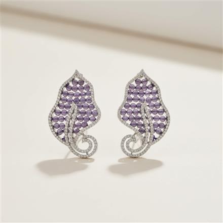 Cz Classic Earring With Rhodium Plating