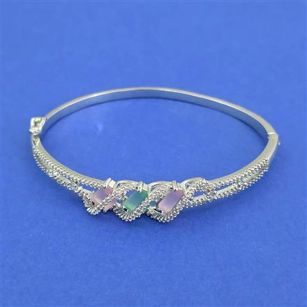 Cz Delicate Kada With Rhodium Plating