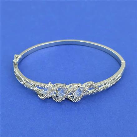 Cz Delicate Kada With Rhodium Plating