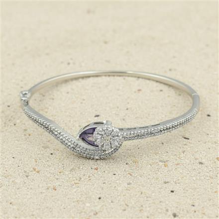 Cz Delicate Kada With Rhodium Plating