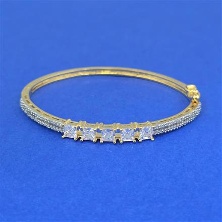 Cz Openable Kada With 2 Tone Rhodium Plating