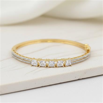 Cz Openable Kada With 2 Tone Rhodium Plating