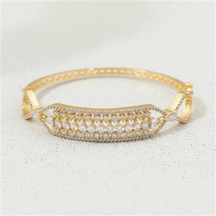 Cz Openable Kada With Mehndi 2 Tone Rhodium Plating