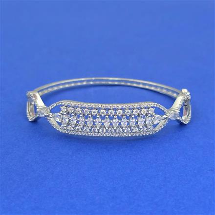 Cz Openable Kada With Mehndi 2 Tone Rhodium Plating