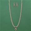 Cz Long Necklace Set With Gold Plating