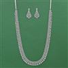 Cz Long Necklace Set With 2 Tone Rhodium Plating