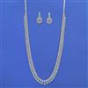 Cz Long Necklace Set With 2 Tone Rhodium Plating