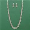 Cz Long Necklace Set With 2 Tone Rhodium Plating