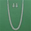 Cz Long Necklace Set With 2 Tone Rhodium Plating