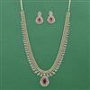 Cz Long Necklace Set With 2 Tone Plating