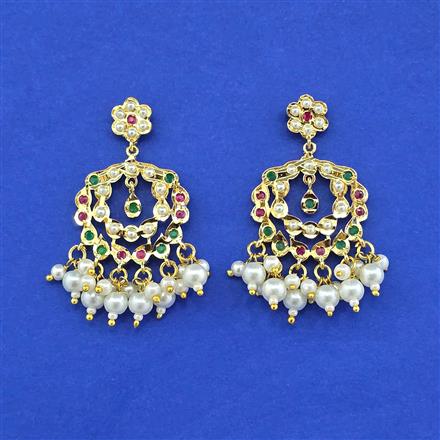 Cz Moti Earring With Gold Plating