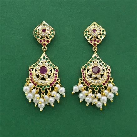 Cz Moti Earring With Gold Plating