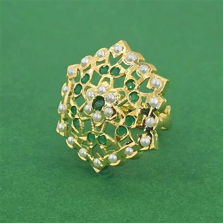 Cz Adjustable Ring With Gold Plating