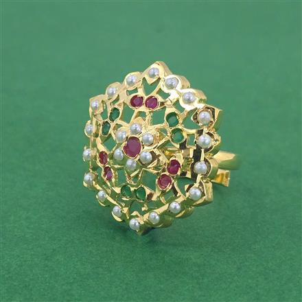 Cz Adjustable Ring With Gold Plating