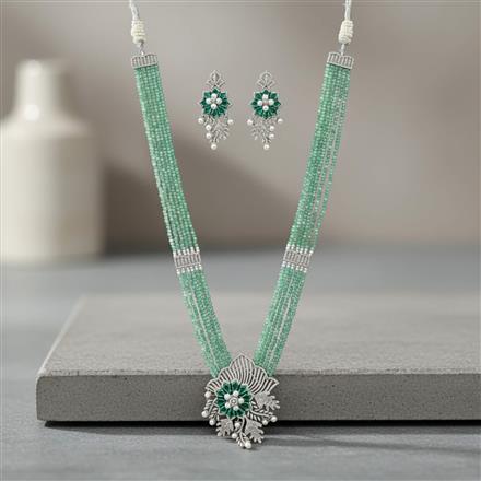 Cz Classic Pendant Set With Rhodium Plating