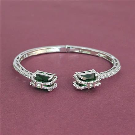 Cubic Zirconia Openable Kada With Rhodium Plating
