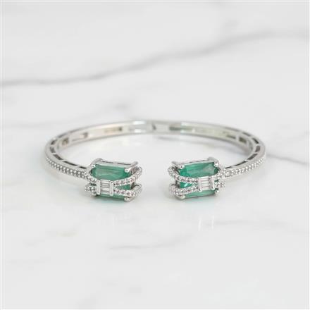 Cubic Zirconia Openable Kada With Rhodium Plating