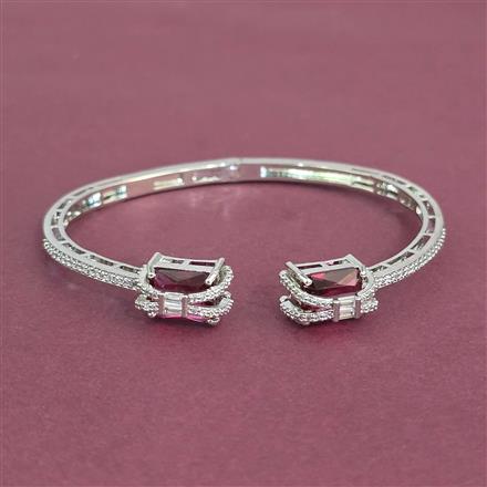 Cubic Zirconia Openable Kada With Rhodium Plating