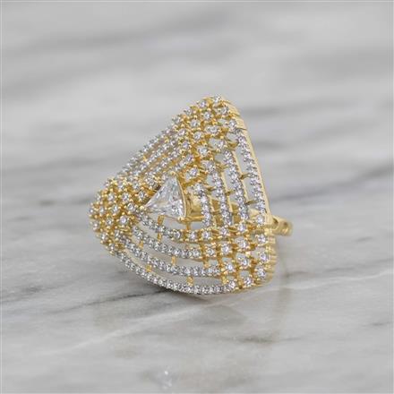 Cz Adjustable Ring With Rhodium 2 Tone Plating