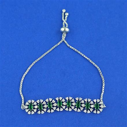 Cubic Zirconia Adjustable Bracelet With Rhodium Plating