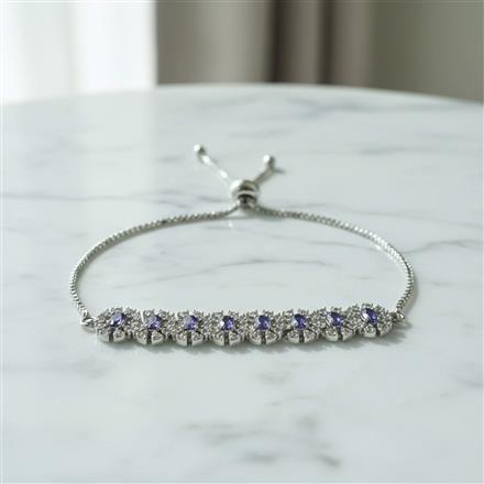 Cubic Zirconia Adjustable Bracelet With Rhodium Plating