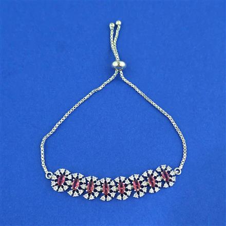 Cubic Zirconia Adjustable Bracelet With Rhodium Plating