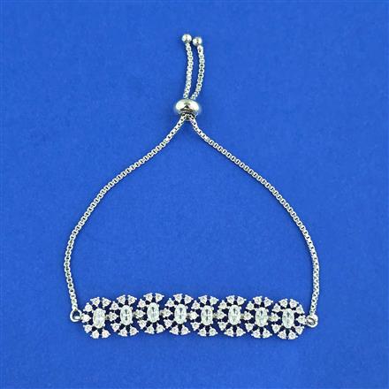 Cubic Zirconia Adjustable Bracelet With Rhodium Plating
