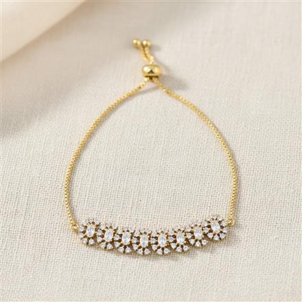 Cz Adjustable Bracelet With 2 Tone Plating