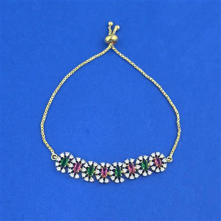 Cz Adjustable Bracelet With 2 Tone Plating