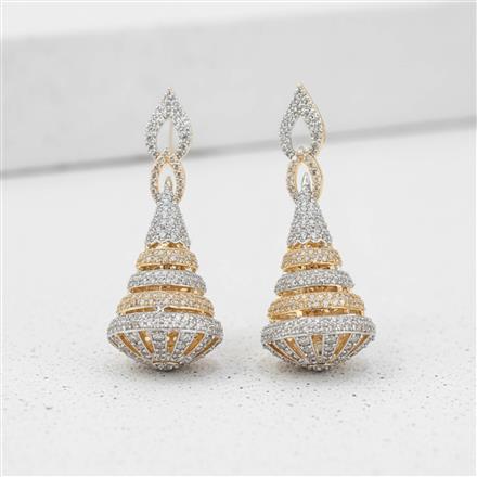 Cz Classic Earring With Carat 2 Tone Rhodium Plating