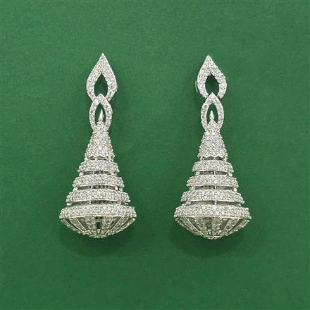 Cz Classic Earring With Carat 2 Tone Rhodium Plating