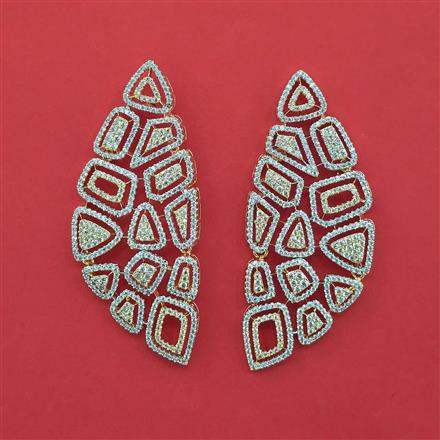 Cubic Zirconia Classic Earring With Carat 2 Tone Rhodium Plating