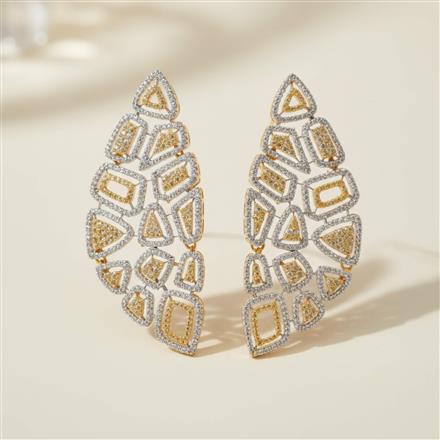 Cubic Zirconia Classic Earring With Carat 2 Tone Rhodium Plating