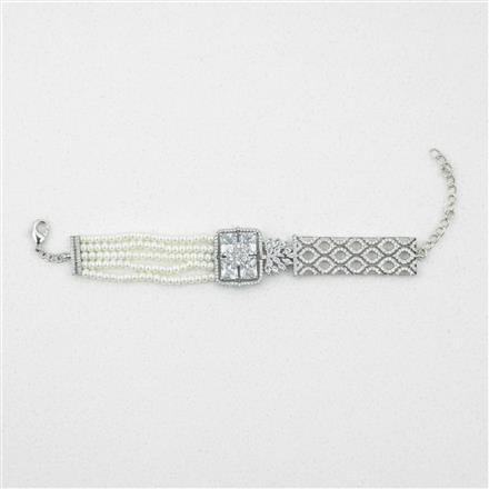 Cz Adjustable Bracelet With Rhodium Plating