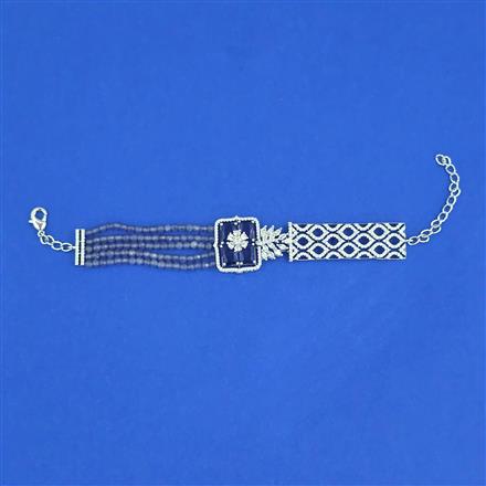 Cz Adjustable Bracelet With Rhodium Plating