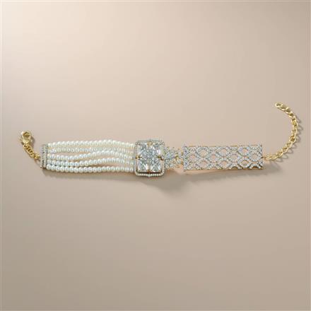 Cz Adjustable Bracelet With 2 Tone Plating