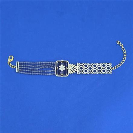 Cz Adjustable Bracelet With 2 Tone Plating