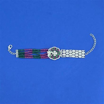 Cz Adjustable Bracelet With Rhodium Plating