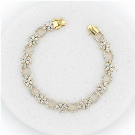Cz Openable Bracelet With 2 Tone Rhodium Plating