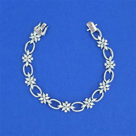 Cz Openable Bracelet With 2 Tone Rhodium Plating