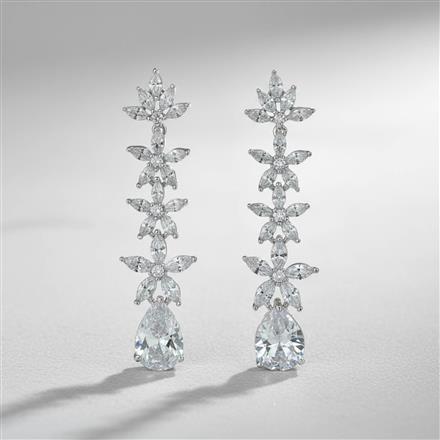 Cubic Zirconia Classic Earring With Rhodium Plating