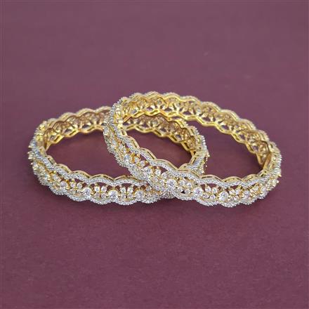 Cz Openable Bangles With 2 Tone Plating
