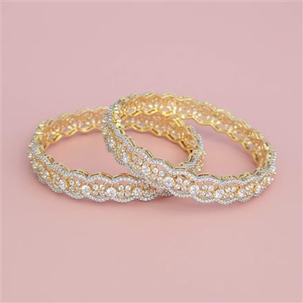 Cz Openable Bangles With 2 Tone Plating