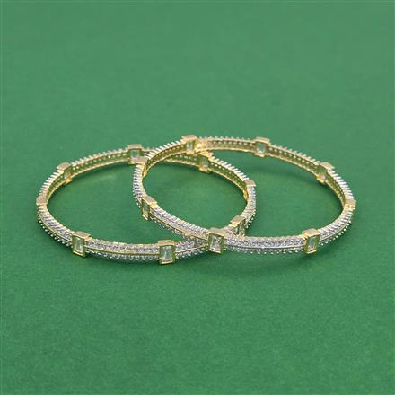 Cz Classic Bangles With 2 Tone Plating